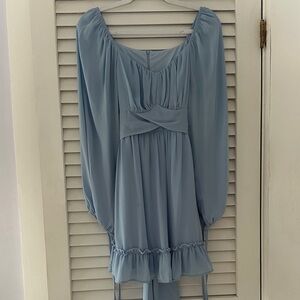 Elegant Light Blue Long Sleeve Dress
